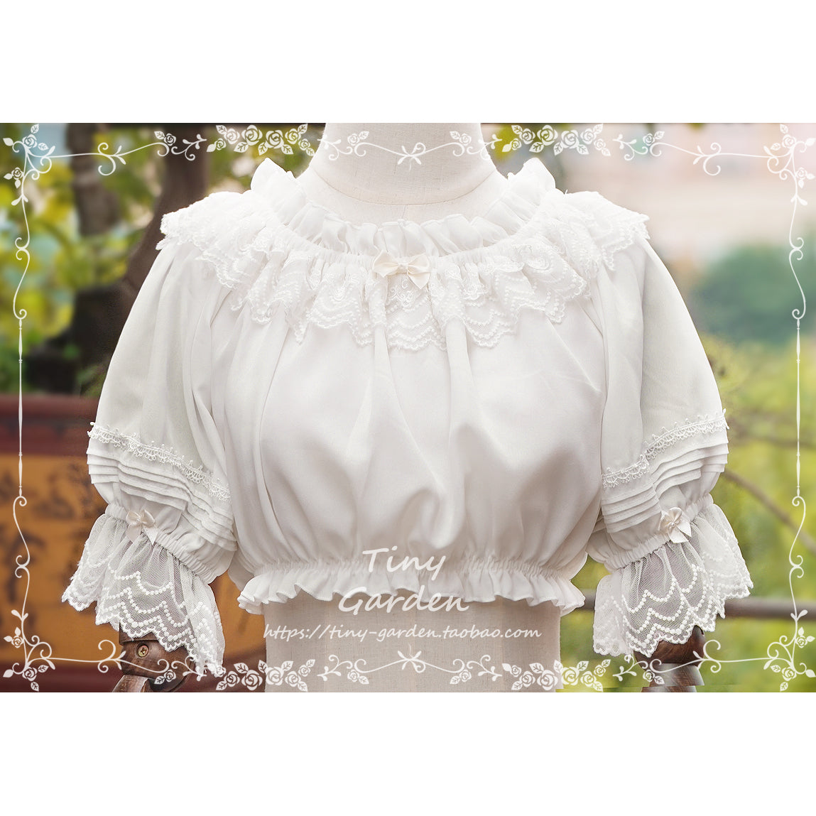 (BuyForMe) Tiny Garden~Retro Summer Chiffon Lolita Shirt free size white 