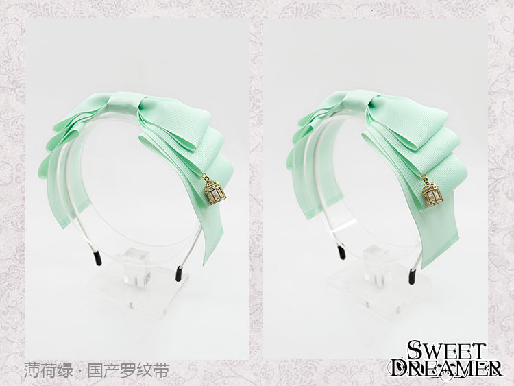 SweetDreamer~Miss Canary Sweet Lolita Bow KC mint green(Chinese matte ribbon)  