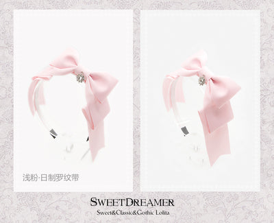 SweetDreamer~Multicolors Bows Lolita KC Headdress light pink/Japanese matte ribbon  
