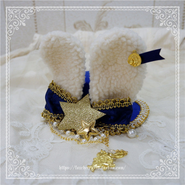 Fox Cherry-Alice Rabbit Ear Lolita Top Hat Multiple Colors One Size blue