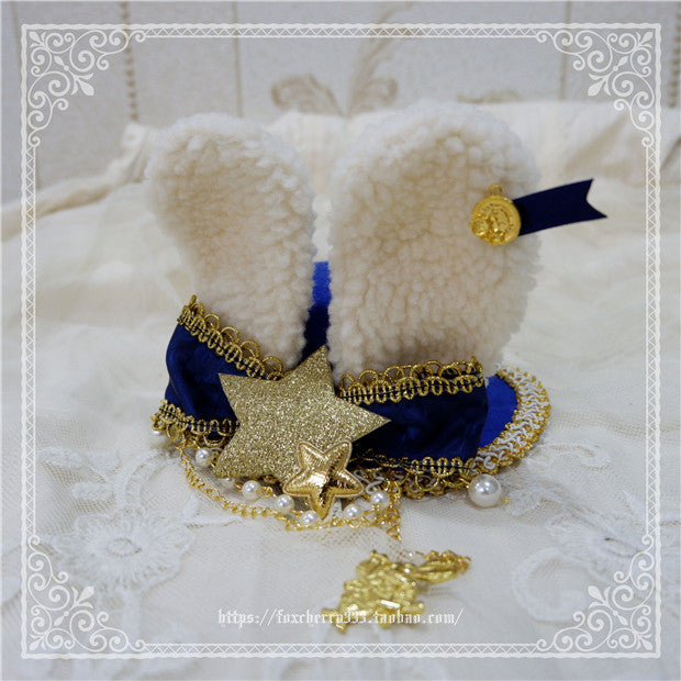 Fox Cherry-Alice Rabbit Ear Lolita Top Hat Multiple Colors free size blue 