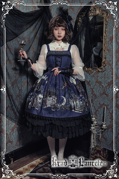 Krad Lanrete~Transilvania moonlight~Gothic Lolita JSK Dress Pink Blue Dress   
