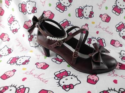 Antaina~Thin Heel Princess Lolita Shoes Plus Size 49-52 chocolate 6.3cm heel 51 