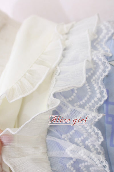 Alice Girl~Sweet Lolita OP Dress Angel Print Lace Ruffle Dress   