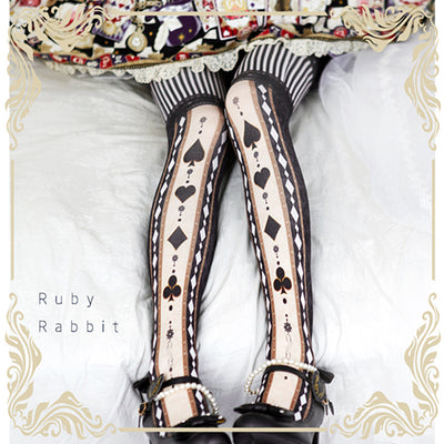 Ruby Rabbit~Poker 80D Lolita Tights Multicolors L-SP version black 