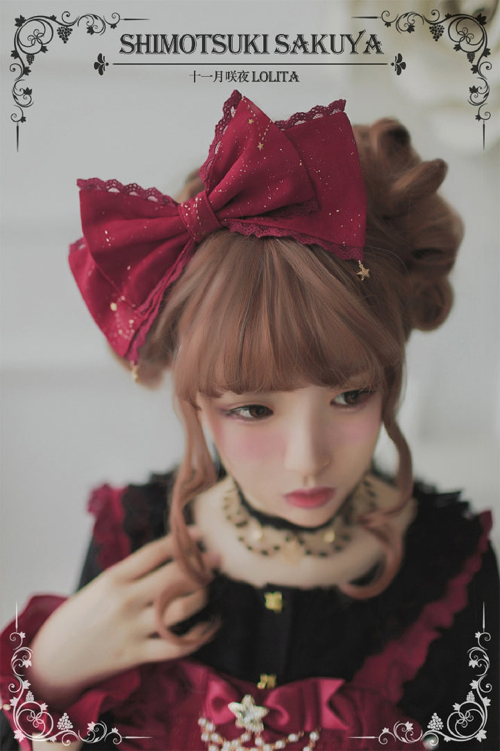 Sakuya Lolita~Whisper of Stars~Vintage Lolita Headdress Large Bow KC   