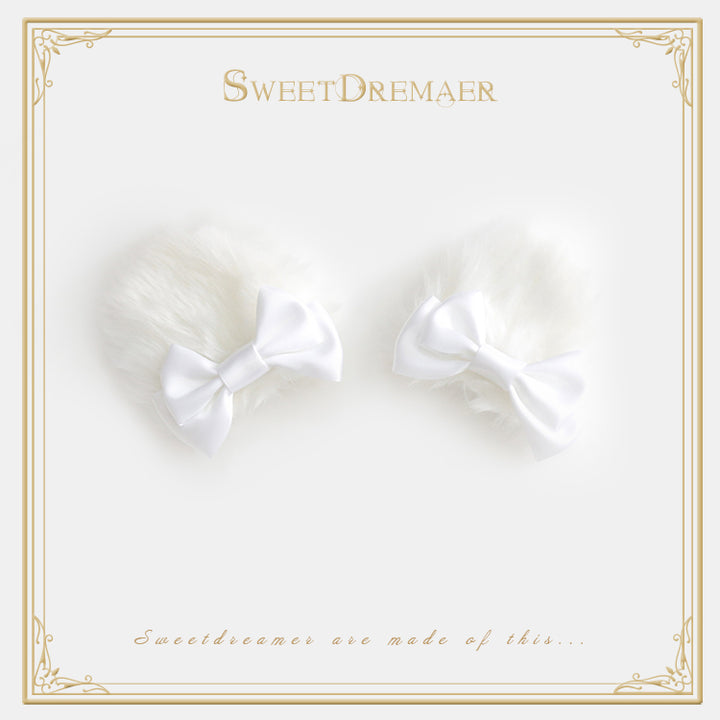 SweetDreamer~Dessert Party~Sweet Lolita Fluffy Hairclip white clips  