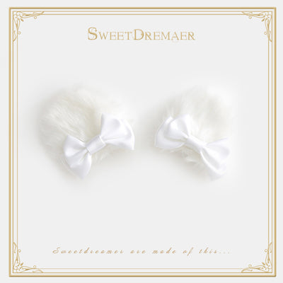 SweetDreamer~Dessert Party~Sweet Lolita Fluffy Hairclip white clips  