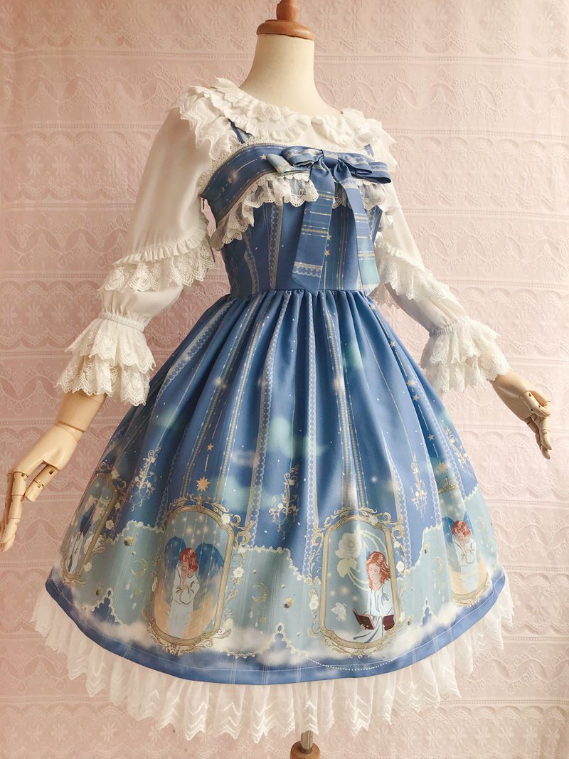 Yilia~Oriel's Blessing~Angel-themed Printed Lolita Jumper Dress   
