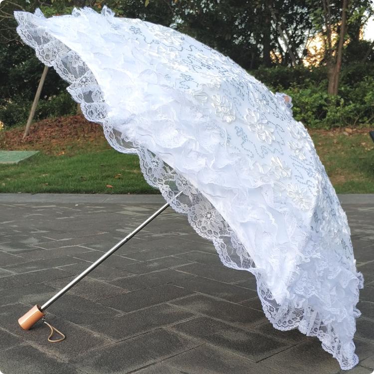 HualiBaLa - Foldable Sunscreen Sequin Princess Lolita Parasol Multicolors white