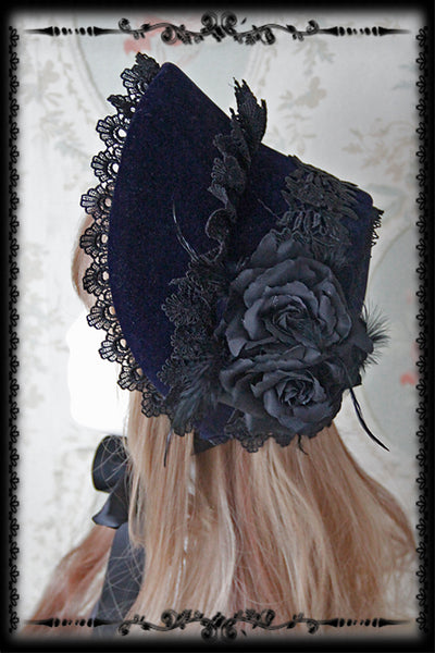 Infanta~Rose Sanctuary~ Gothic Lolita Bonnet adjustable navy blue without top 