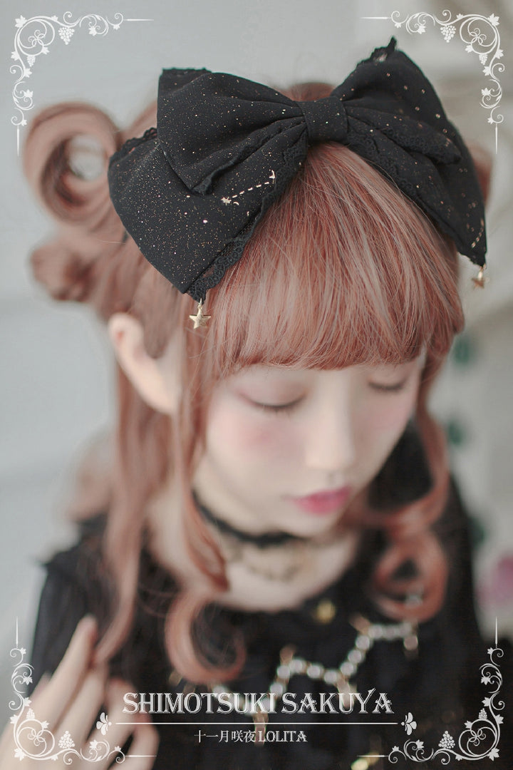 Sakuya Lolita~Whisper of Stars~Vintage Lolita Headdress Large Bow KC   