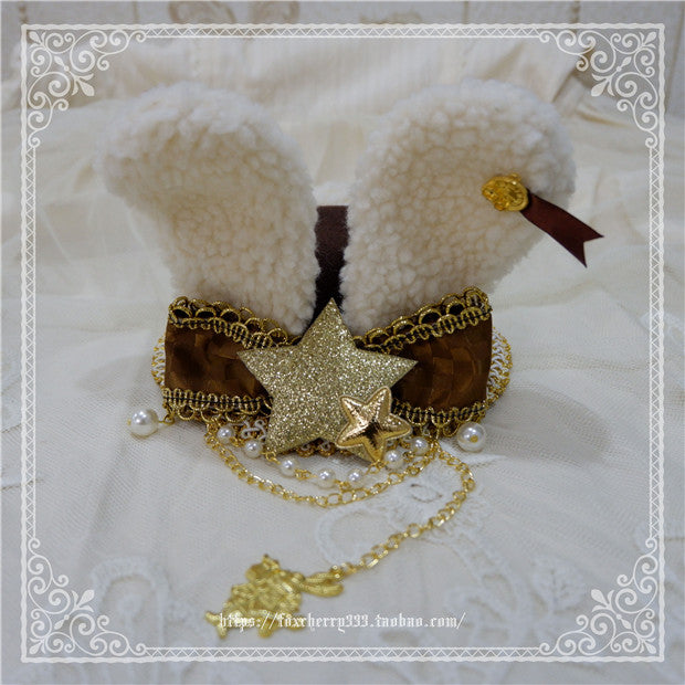 Fox Cherry-Alice Rabbit Ear Lolita Top Hat Multiple Colors One Size coffee