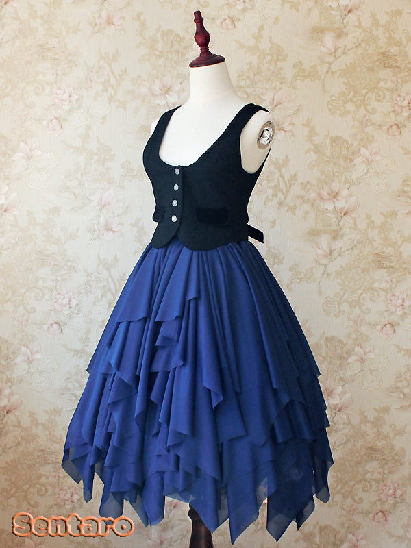 Sentaro - Lover's Prattle - Classic Elegant Lolita Skirt navy blue