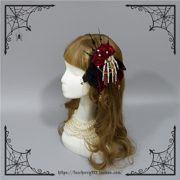Fox Cherry-Gothic Lolita Rose Hand Bone Hairpins   