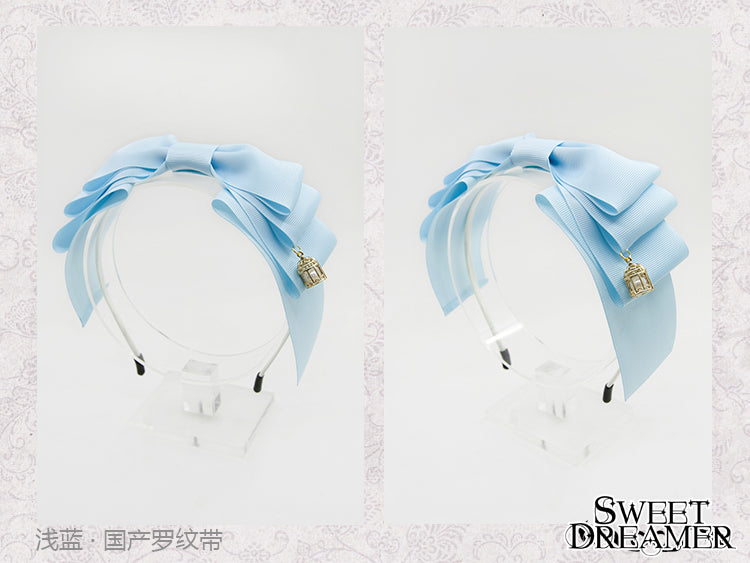 SweetDreamer~Miss Canary Sweet Lolita Bow KC light blue(Chinese matte ribbon)  