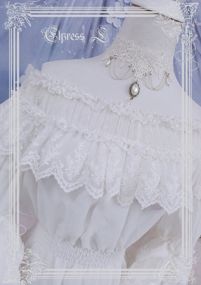 Elpress L~Universal Black White Chiffon Lolita Blouse   
