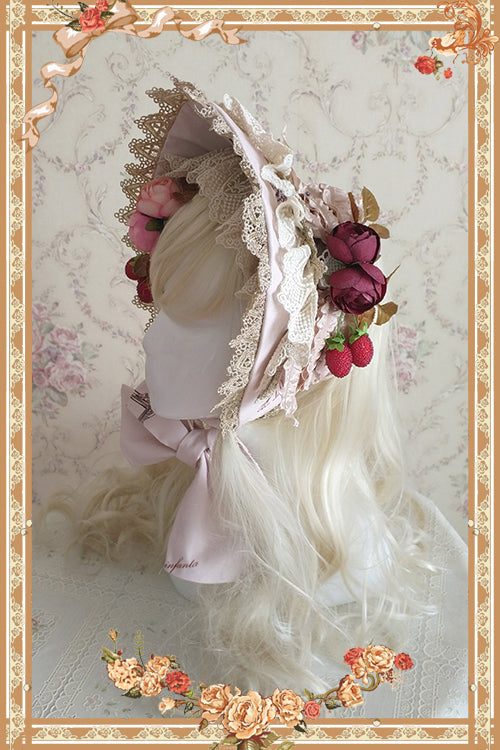 (Buyforme) Infanta~ Doll House~Flower Lace Lolita Bonnet   