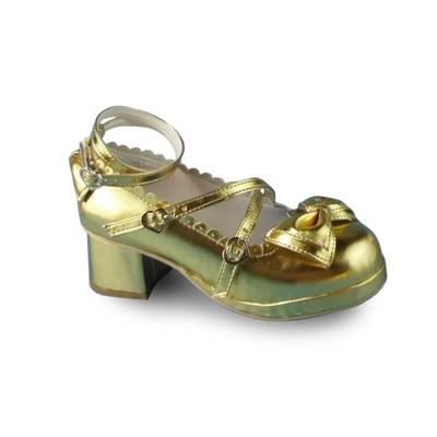 Antaina~Sweet Chunky Heels Lolita Shoes Size 31-36 gold 4.5cm heel 1cm platform 31-33(contact us to tell the size you want) 