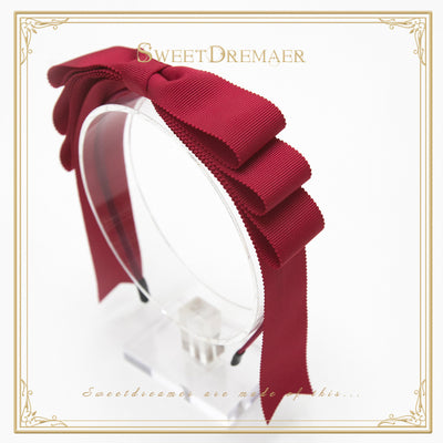 (BuyForMe) SweetDreamer~Vintage Lolita Headband Multicolors dark red ● thickened matte wavy edge ribbon  