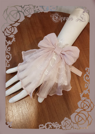 Elpress L~3D Flower Lolita Hairband Cuff Brooch Multicolors pink cuffs (a pair) 
