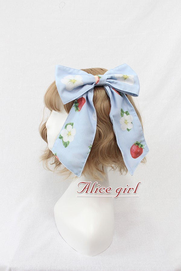Alice Girl~Sweet Lolita Strawberry Bow Hairclip Multicolors free size light blue 