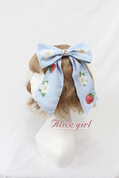 Alice Girl~Sweet Lolita Strawberry Bow Hairclip Multicolors free size light blue 