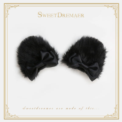 SweetDreamer~Dessert Party~Sweet Lolita Fluffy Hairclip black clips  