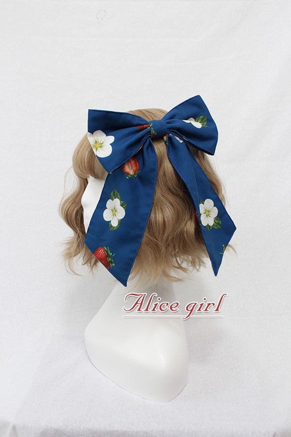 Alice Girl~Sweet Lolita Strawberry Bow Hairclip Multicolors free size dark blue 