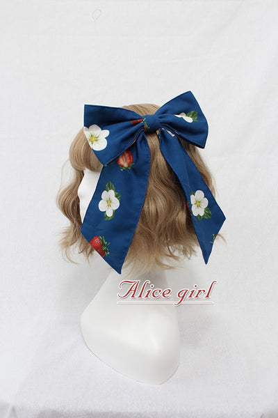 Alice Girl~Sweet Lolita Strawberry Bow Hairclip Multicolors free size dark blue 