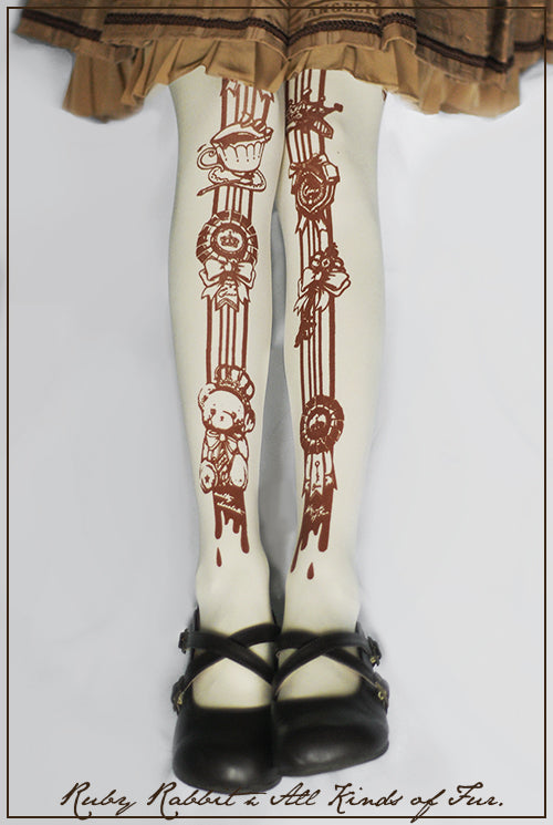 Ruby Rabbit - Teddy 120D Velvet Lolita Tights One Size ivory