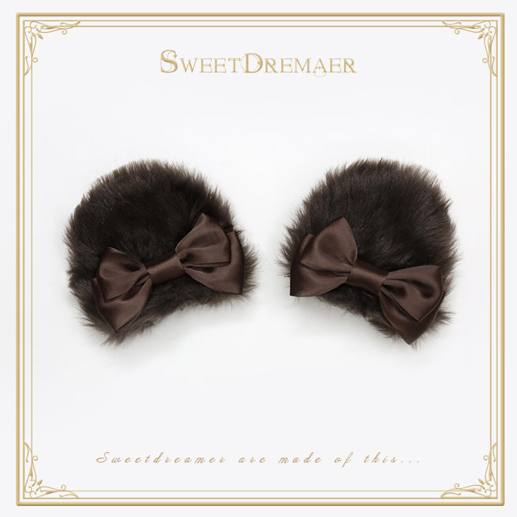 SweetDreamer~Dessert Party~Sweet Lolita Fluffy Hairclip brown clips  