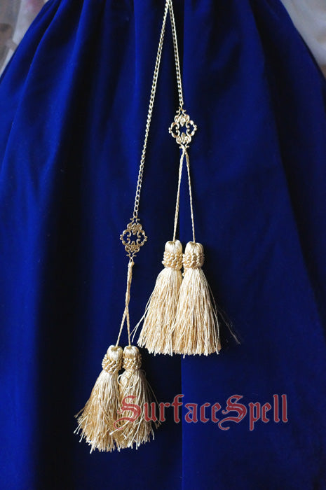 Surface Spell - Bourbon Dynasty - Gothic Embroidery Velvet Cape One Size dark blue (cape only)