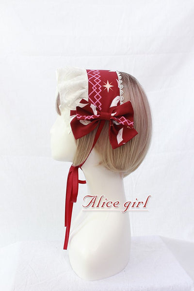 Alice Girl~Multicolors Hairband~Angel Print Lolita Bow with Lace   