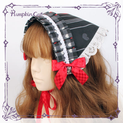 Pumpkin Cat~Ichigo Cup Rabbit Lolita Headscarf free size black 