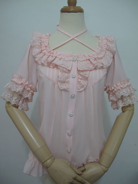 Yilia - Square Collar Chiffon Lolita Loose Blouse