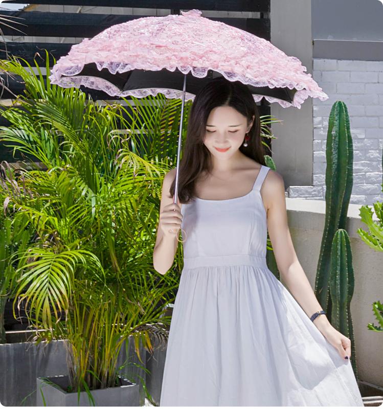 HualiBaLa - Foldable Sunscreen Sequin Princess Lolita Parasol Multicolors