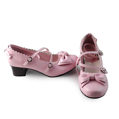 Antaina~Lolita Tea Party Heels Shoes Size 33-36 33 matte pink 4.5cm heel 