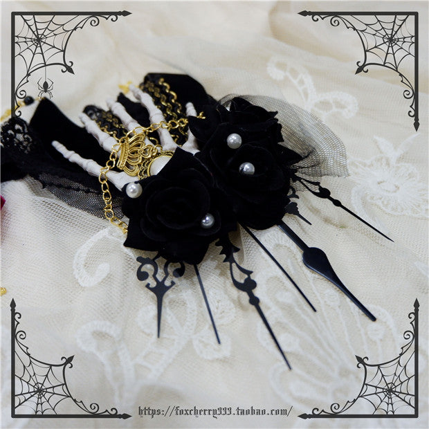 Fox Cherry-Gothic Lolita Rose Hand Bone Hairpins   