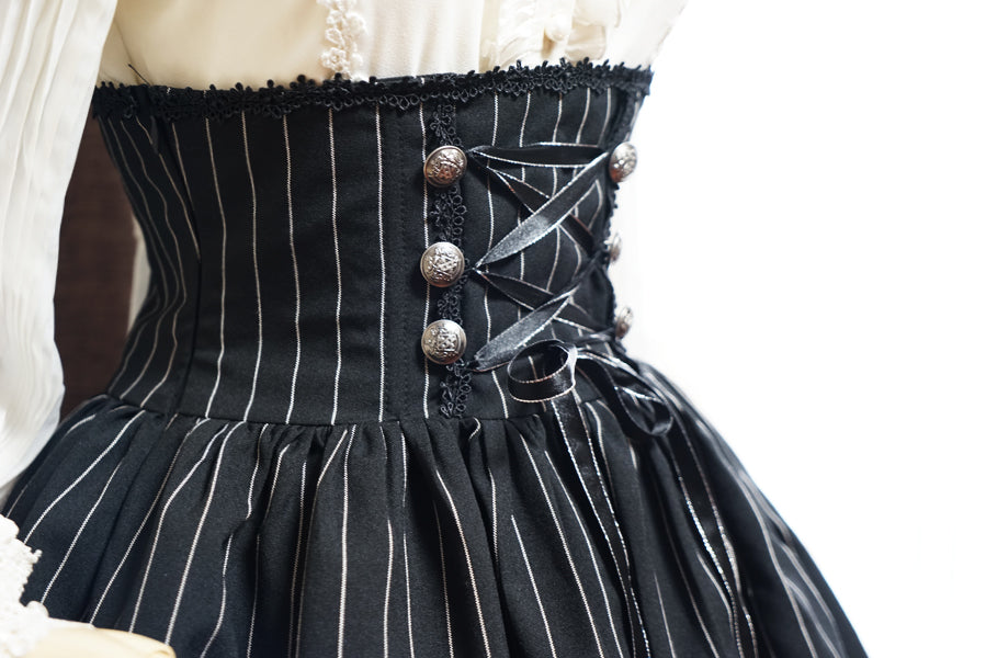 Surface Spell-Gothic Lolita High Waisted Stripe Skirt Customizable 4430:11733