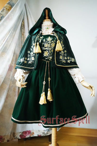 Surface Spell~Bourbon Dynasty~Gothic Embroidery Velvet Cape free size dark green 