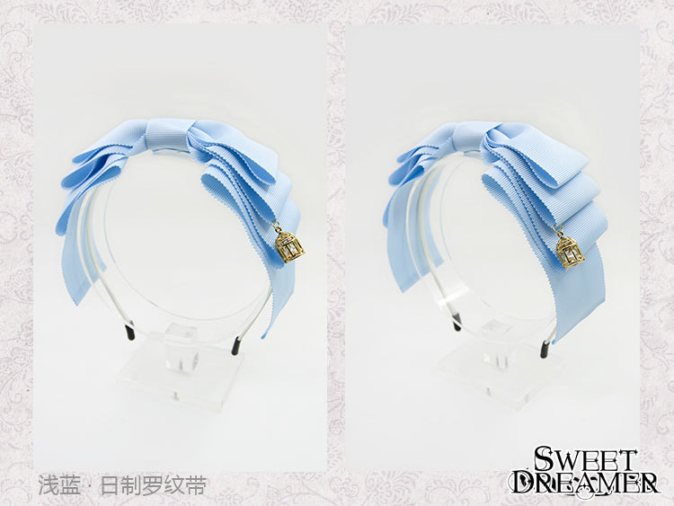 SweetDreamer~Miss Canary Sweet Lolita Bow KC light blue(Japanese matte ribbon)  