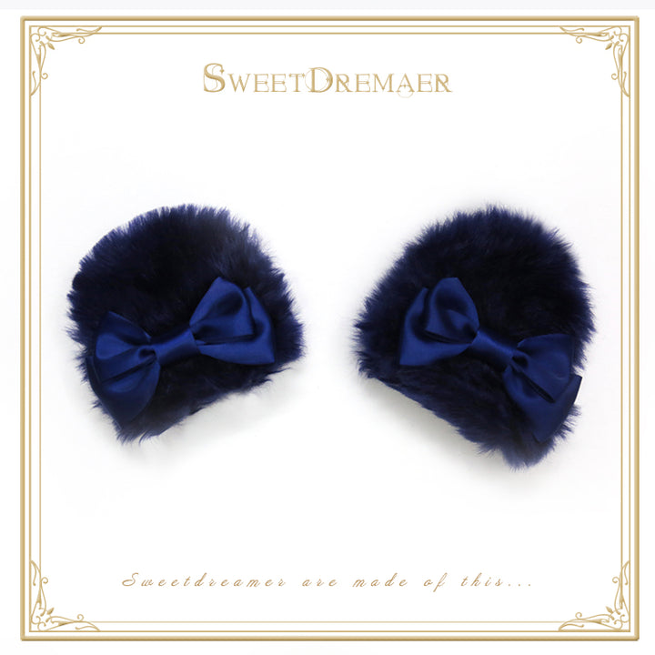 SweetDreamer~Dessert Party~Sweet Lolita Fluffy Hairclip dark blue clips  