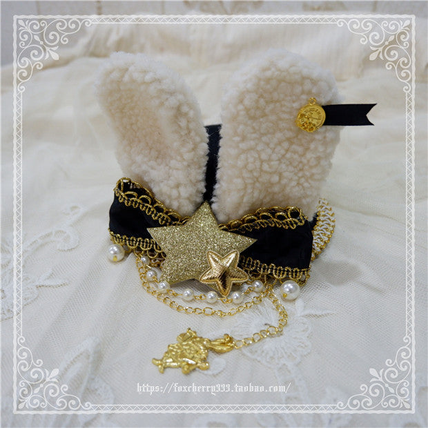 Fox Cherry-Alice Rabbit Ear Lolita Top Hat Multiple Colors One Size black