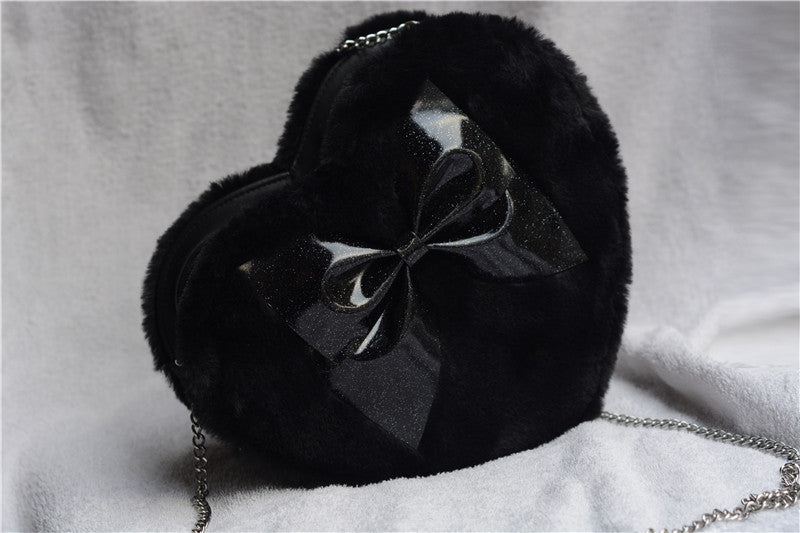 Loris - Kawaii Lolita Plush Heart Bag black