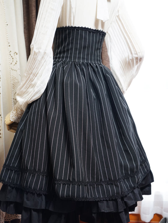 Surface Spell-Gothic Lolita High Waisted Stripe Skirt Customizable 4430:11729