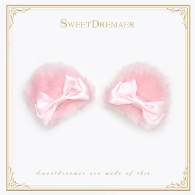 SweetDreamer~Dessert Party~Sweet Lolita Fluffy Hairclip light pink clips  