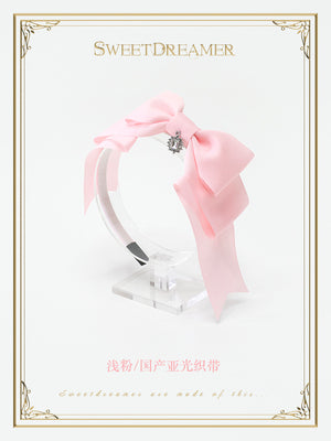 SweetDreamer~Multicolors Bows Lolita KC Headdress light pink/chinese matte ribbon  