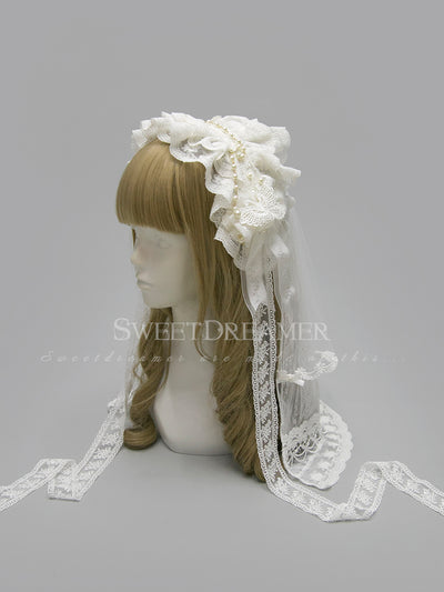 SweetDreamer~Retro Lolita Lace Veil Set set (veil+headband+necklace)  