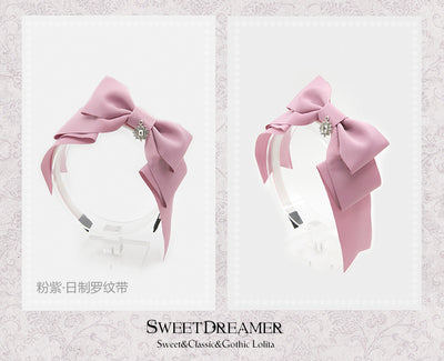 SweetDreamer~Multicolors Bows Lolita KC Headdress pink purple/Japanese matte ribbon  